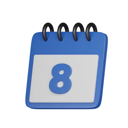 8 Date  3D Icon