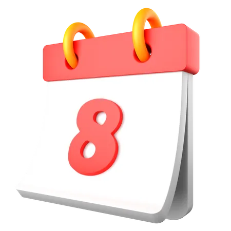 8 Date  3D Icon