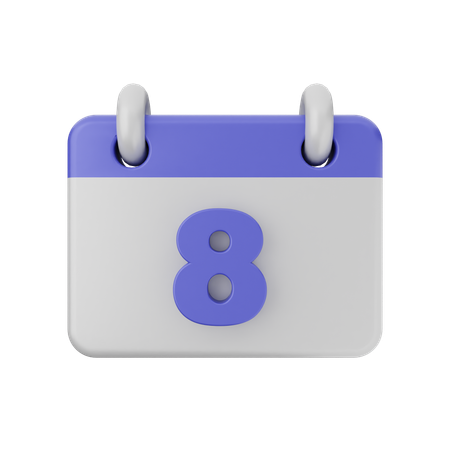 8 Date Calendar  3D Icon