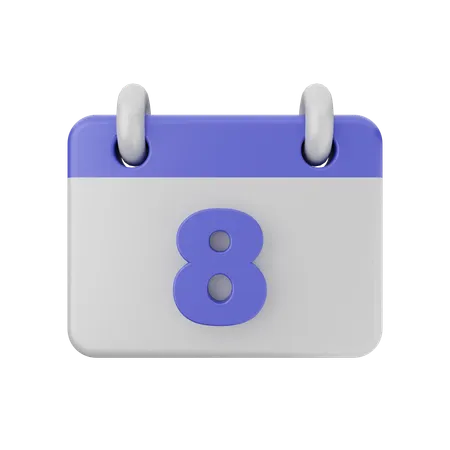 8 Date Calendar  3D Icon