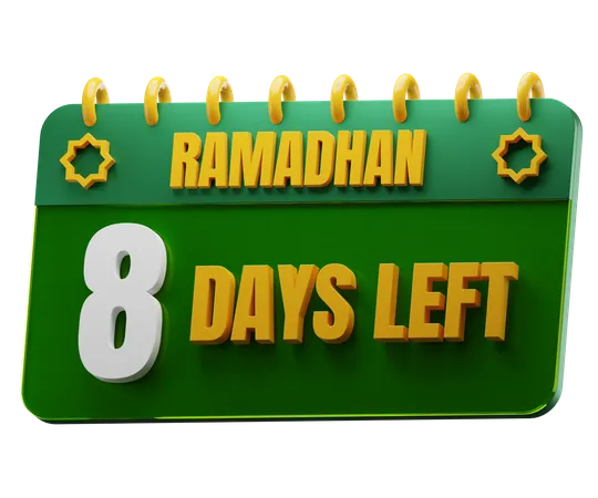 8 Days Left to Ramadan  3D Icon