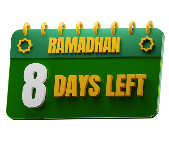 8 Days Left to Ramadan  3D Icon