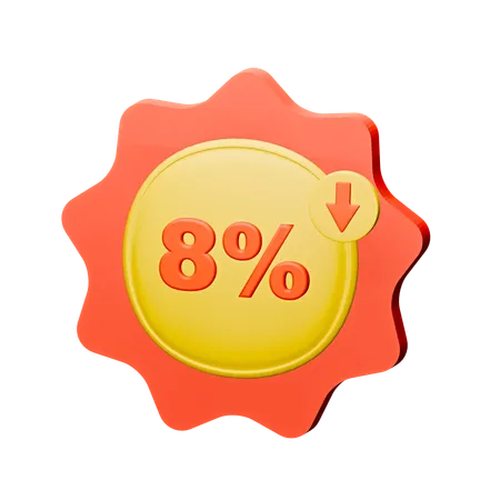 Selo de desconto de 8%  3D Icon