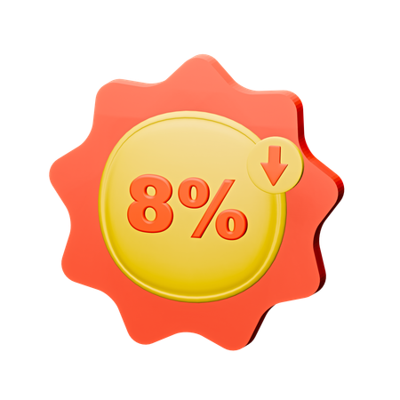 8% 할인 배지  3D Icon