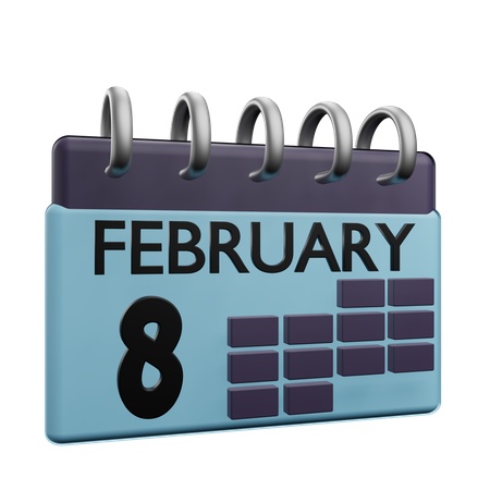 8. Februar Kalender  3D Icon