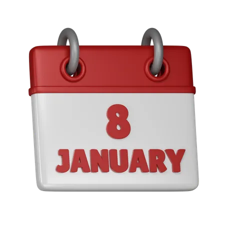 8 January  3D Icon