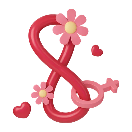 Femininity Symbol With Flowers For International Womens Day 3 D Illustration Feminism Independence Freedom Empowerment Activism For Women Rights 3D Icon