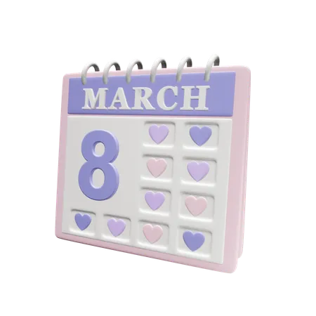 8 March  3D Icon