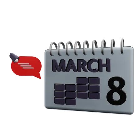 March Calender  3D Icon