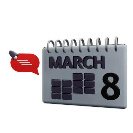 Calendrier de mars  3D Icon