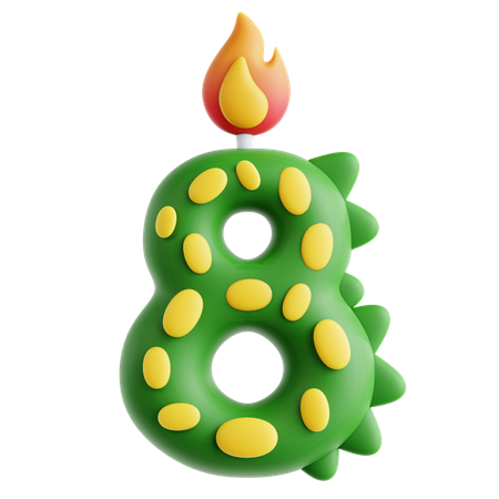 8 bougies dinosaures mignonnes  3D Icon