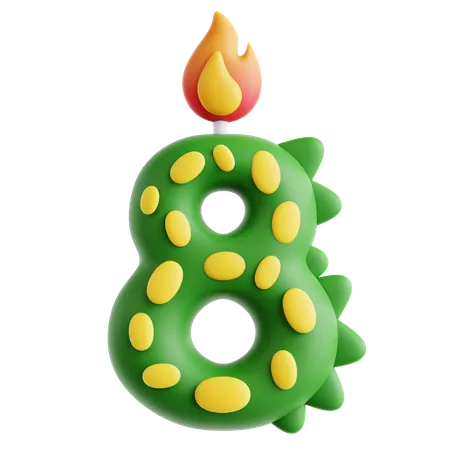 8 bougies dinosaures mignonnes  3D Icon