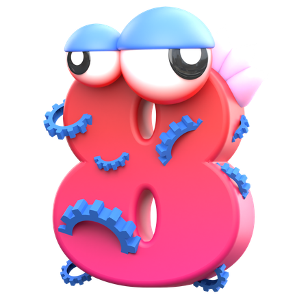 8 Monster Number  3D Icon