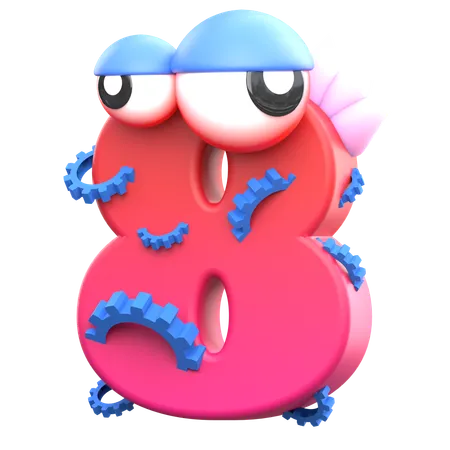 8 Monster Number  3D Icon