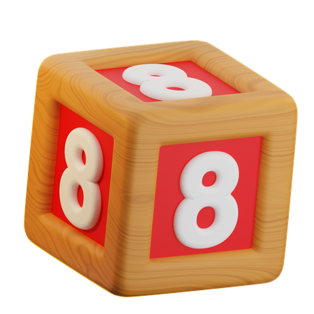8 Number Block  3D Icon