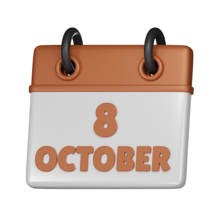 8 October  3D Icon