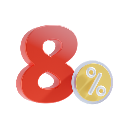 8 Percent  3D Icon