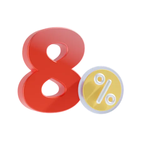 8 Percent  3D Icon