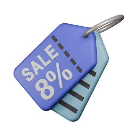 8% Sale Tag  3D Icon