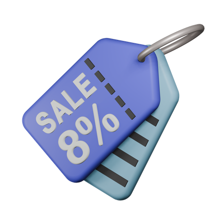 8% Etiqueta de venta  3D Icon