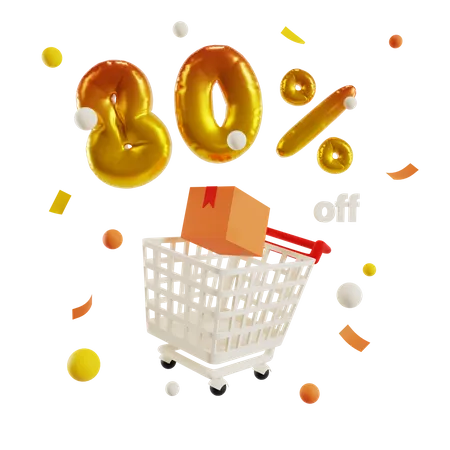 80 por cento de desconto  3D Illustration