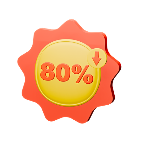 80% Discount Badge  3D Icon