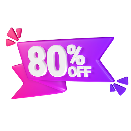 80% Discount Tag  3D Icon