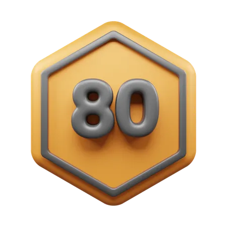 80 Geschwindigkeitsbegrenzung  3D Icon