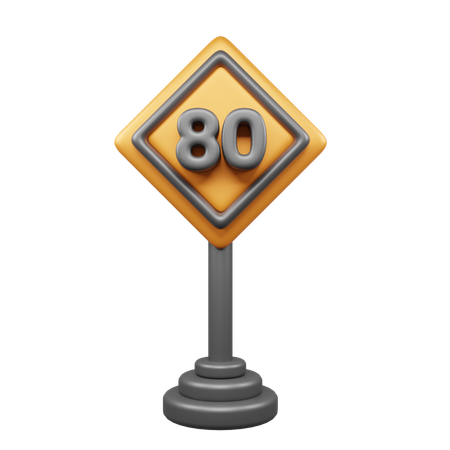 80 Geschwindigkeitsbegrenzung  3D Icon