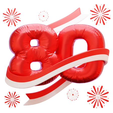 80. indonesischer Unabhängigkeitstag  3D Icon