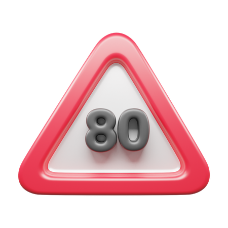 Límite de velocidad 80  3D Icon