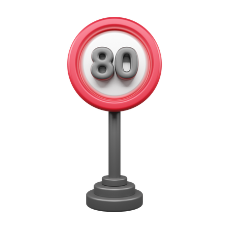 Límite de velocidad 80  3D Icon