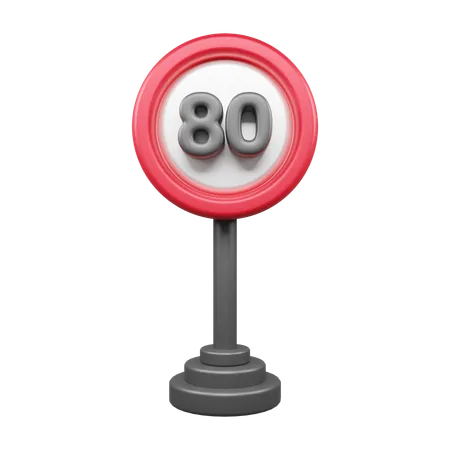 Límite de velocidad 80  3D Icon