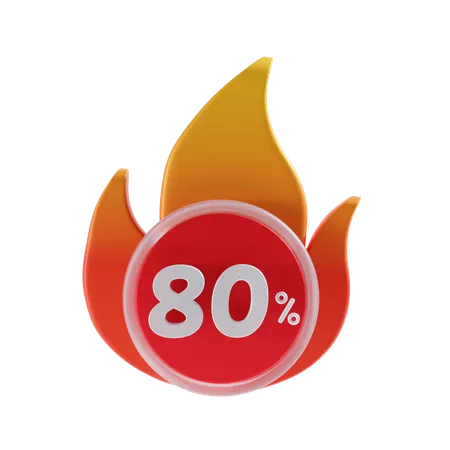 80 Percent Off 3 D Icon Illustratrion 3D Icon