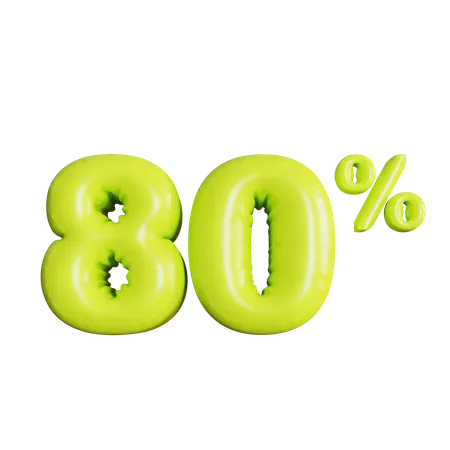 80 Percent Discount  3D Icon