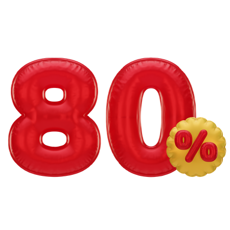 80 Percent Discount  3D Icon