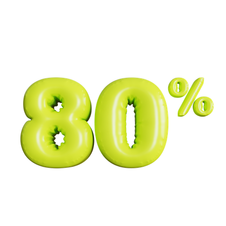 80 Percent Discount  3D Icon