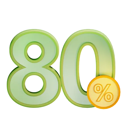 80 Percent Discount  3D Icon