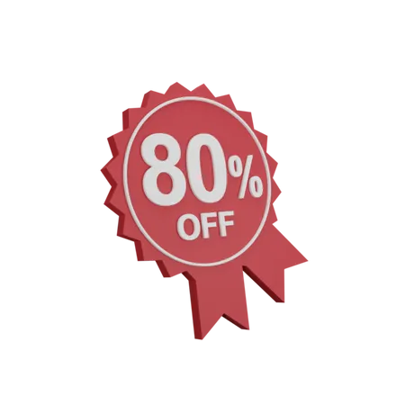 80 Percent Discount Badge  3D Icon