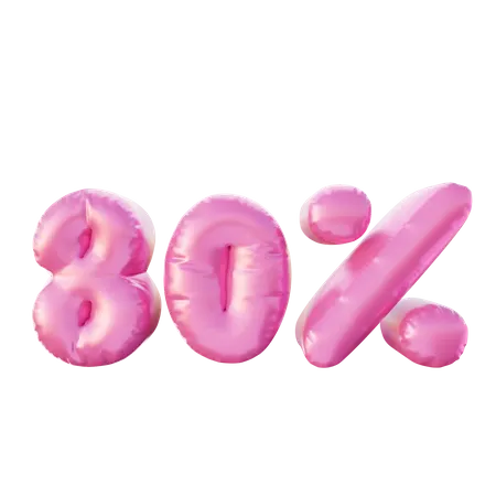 80 Percent Discount Balloon  3D Illustration
