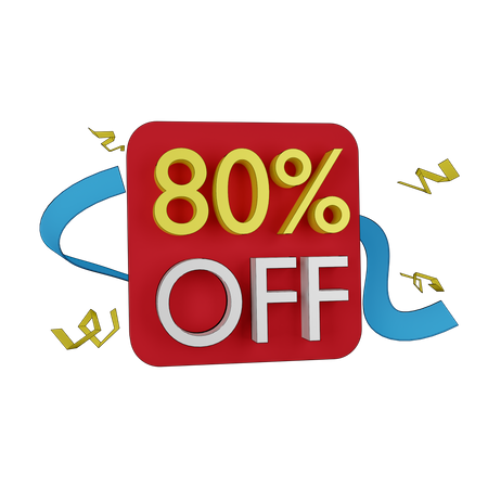 80 Percent Discount Tag  3D Icon