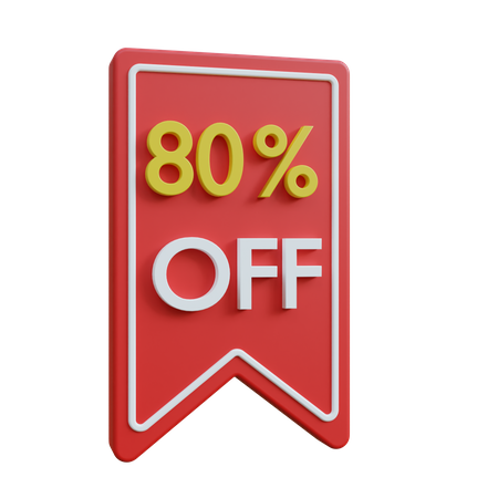 80 Percent Discount Tag  3D Icon