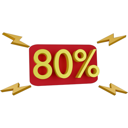 80 Percent Discount Tag  3D Illustration