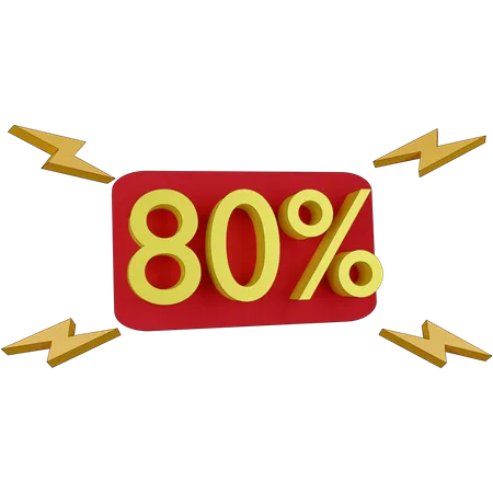 80 Percent Discount Tag  3D Illustration