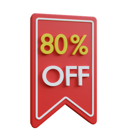 80 Percent Discount Tag  3D Icon