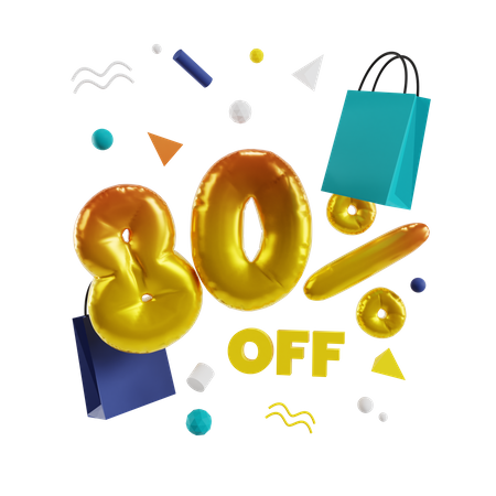 80 Percent Off  3D Illustration