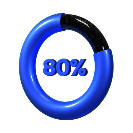 80 Percent Pie Chart  3D Illustration