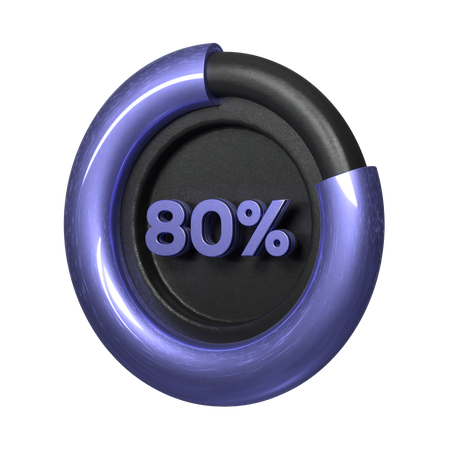 80 Percent Pie Chart  3D Illustration