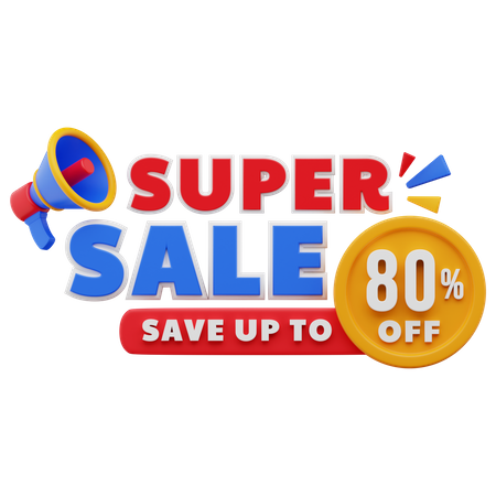 80 Percent Super Sale 3D Illustration