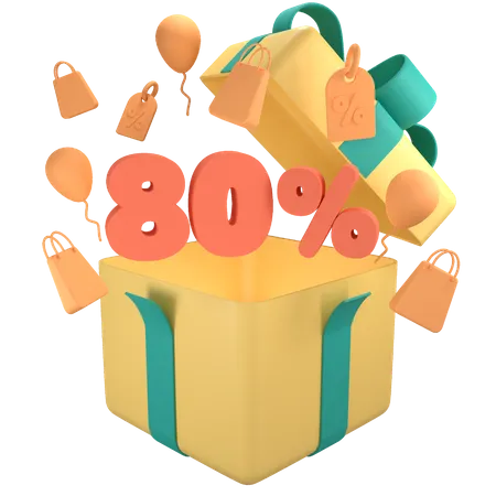 80 Prozent Rabatt auf Geschenkbox  3D Icon